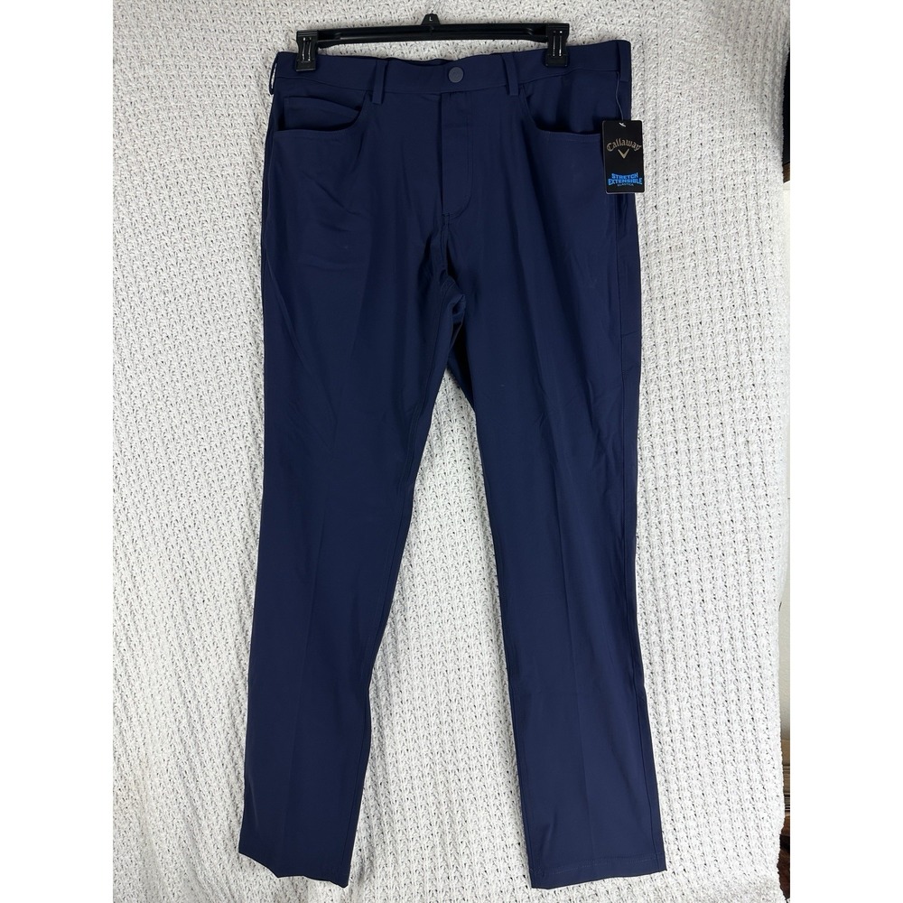 Callaway Pull-On Golf Pants Navy Blue Stretch Comfort Waist Men's L New